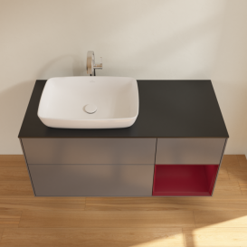 Тумба под раковину Villeroy & Boch Finion 120х50,1 см с подсветкой МДФ антрацит матовый лак/стекло черное матовое F812HBGK