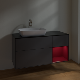 Тумба под раковину Villeroy & Boch Finion 120х50,1 см с подсветкой МДФ антрацит матовый лак/стекло черное матовое F812HBGK