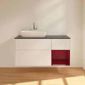 Тумба под раковину Villeroy & Boch Finion 120х50,1 см с подсветкой МДФ белый матовый лак/стекло черное матовое F812HBMT