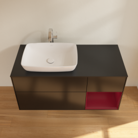 Тумба под раковину Villeroy & Boch Finion 120х50,1 см с подсветкой МДФ черный матовый лак/стекло черное матовое F812HBPD