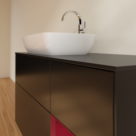 Тумба под раковину Villeroy & Boch Finion 120х50,1 см с подсветкой МДФ черный матовый лак/стекло черное матовое F812HBPD