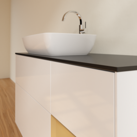 Тумба под раковину Villeroy & Boch Finion 120х50,1 см с подсветкой МДФ глянцевый белый лак/стекло черное матовое F812HFGF