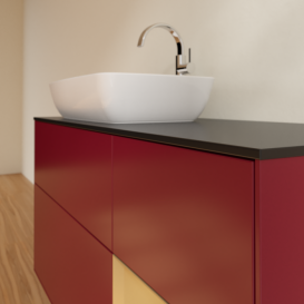 Тумба под раковину Villeroy & Boch Finion 120х50,1 см с подсветкой МДФ пион матовый лак/стекло черное матовое F812HFHB