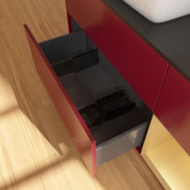 Тумба под раковину Villeroy & Boch Finion 120х50,1 см с подсветкой МДФ пион матовый лак/стекло черное матовое F812HFHB