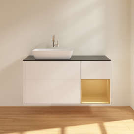 Тумба под раковину Villeroy & Boch Finion 120х50,1 см с подсветкой МДФ белый матовый лак/стекло черное матовое F812HFMT