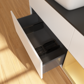 Тумба под раковину Villeroy & Boch Finion 120х50,1 см с подсветкой МДФ белый матовый лак/стекло черное матовое F812HFMT