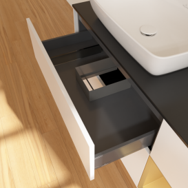 Тумба под раковину Villeroy & Boch Finion 120х50,1 см с подсветкой МДФ белый матовый лак/стекло черное матовое F812HFMT