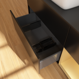 Тумба под раковину Villeroy & Boch Finion 120х50,1 см с подсветкой МДФ черный матовый лак/стекло черное матовое F812HFPD