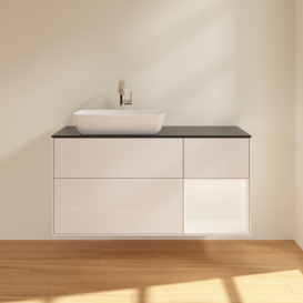 Тумба под раковину Villeroy & Boch Finion 120х50,1 см с подсветкой МДФ глянцевый белый лак/стекло черное матовое F812MTGF