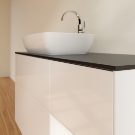 Тумба под раковину Villeroy & Boch Finion 120х50,1 см с подсветкой МДФ глянцевый белый лак/стекло черное матовое F812MTGF