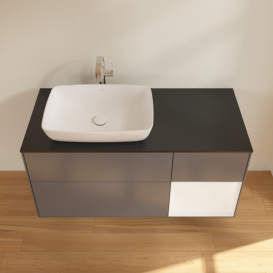 Тумба под раковину Villeroy & Boch Finion 120х50,1 см с подсветкой МДФ антрацит матовый лак/стекло черное матовое F812MTGK