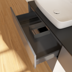 Тумба под раковину Villeroy & Boch Finion 120х50,1 см с подсветкой МДФ антрацит матовый лак/стекло черное матовое F812MTGK