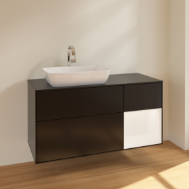 Тумба под раковину Villeroy & Boch Finion 120х50,1 см с подсветкой МДФ черный матовый лак/стекло черное матовое F812MTPD
