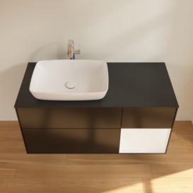 Тумба под раковину Villeroy & Boch Finion 120х50,1 см с подсветкой МДФ черный матовый лак/стекло черное матовое F812MTPD