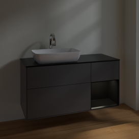 Тумба под раковину Villeroy & Boch Finion 120х50,1 см с подсветкой МДФ антрацит матовый лак/стекло черное матовое F812PDGK