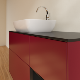 Тумба под раковину Villeroy & Boch Finion 120х50,1 см с подсветкой МДФ пион матовый лак/стекло черное матовое F812PDHB