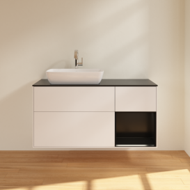 Тумба под раковину Villeroy & Boch Finion 120х50,1 см с подсветкой МДФ белый матовый лак/стекло черное матовое F812PDMT