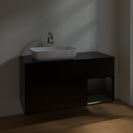 Тумба под раковину Villeroy & Boch Finion 120х50,1 см с подсветкой МДФ черный матовый лак/стекло черное матовое F812PDPD