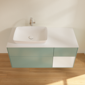 Тумба под раковину Villeroy & Boch Finion 120х50,1 см с подсветкой МДФ оливковый матовый лак/стекло белое матовое F811GFGM