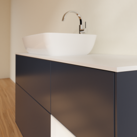 Тумба під раковину Villeroy & Boch Finion 120х50,1 см із підсвічуванням МДФ темно-синій матовий лак/скло біле матове F811GFHG