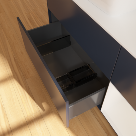 Тумба під раковину Villeroy & Boch Finion 120х50,1 см із підсвічуванням МДФ темно-синій матовий лак/скло біле матове F811GFHG