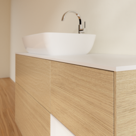 Тумба под раковину Villeroy & Boch Finion 120х50,1 см с подсветкой МДФ шпон дуба/стекло белое матовое F811GFPC