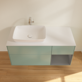 Тумба под раковину Villeroy & Boch Finion 120х50,1 см с подсветкой МДФ оливковый матовый лак/стекло белое матовое F811GKGM