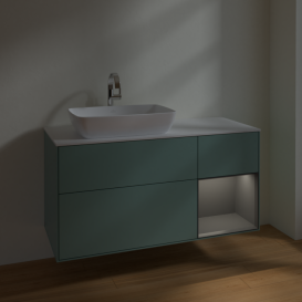 Тумба под раковину Villeroy & Boch Finion 120х50,1 см с подсветкой МДФ оливковый матовый лак/стекло белое матовое F811GKGM