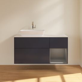 Тумба под раковину Villeroy & Boch Finion 120х50,1 см с подсветкой МДФ темно-синий матовый лак/стекло белое матовое F811GKHG