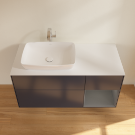 Тумба под раковину Villeroy & Boch Finion 120х50,1 см с подсветкой МДФ темно-синий матовый лак/стекло белое матовое F811GKHG