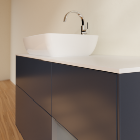 Тумба под раковину Villeroy & Boch Finion 120х50,1 см с подсветкой МДФ темно-синий матовый лак/стекло белое матовое F811GKHG