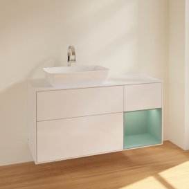 Тумба под раковину Villeroy & Boch Finion 120х50,1 см с подсветкой МДФ глянцевый белый лак/стекло белое матовое F811GMGF