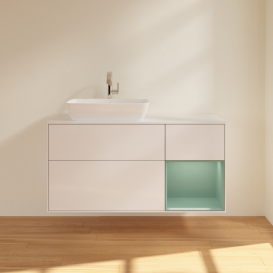 Тумба под раковину Villeroy & Boch Finion 120х50,1 см с подсветкой МДФ глянцевый белый лак/стекло белое матовое F811GMGF