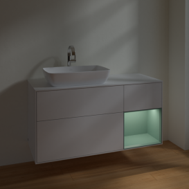 Тумба под раковину Villeroy & Boch Finion 120х50,1 см с подсветкой МДФ глянцевый белый лак/стекло белое матовое F811GMGF