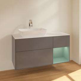 Тумба под раковину Villeroy & Boch Finion 120х50,1 см с подсветкой МДФ антрацит матовый лак/стекло белое матовое F811GMGK