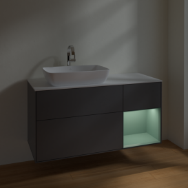 Тумба под раковину Villeroy & Boch Finion 120х50,1 см с подсветкой МДФ антрацит матовый лак/стекло белое матовое F811GMGK