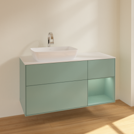 Тумба под раковину Villeroy & Boch Finion 120х50,1 см с подсветкой МДФ оливковый матовый лак/стекло белое матовое F811GMGM