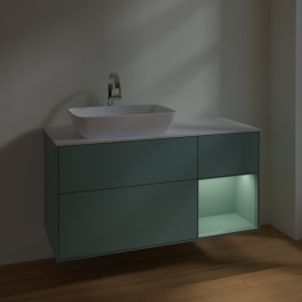 Тумба под раковину Villeroy & Boch Finion 120х50,1 см с подсветкой МДФ оливковый матовый лак/стекло белое матовое F811GMGM