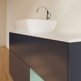 Тумба под раковину Villeroy & Boch Finion 120х50,1 см с подсветкой МДФ темно-синий матовый лак/стекло белое матовое F811GMHG
