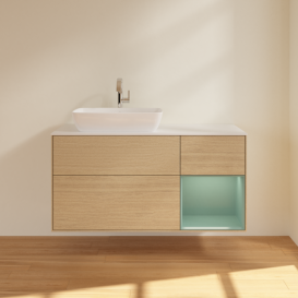 Тумба под раковину Villeroy & Boch Finion 120х50,1 см с подсветкой МДФ шпон дуба/стекло белое матовое F811GMPC