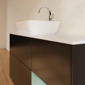 Тумба под раковину Villeroy & Boch Finion 120х50,1 см с подсветкой МДФ черный матовый лак/стекло белое матовое F811GMPD