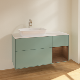 Тумба под раковину Villeroy & Boch Finion 120х50,1 см с подсветкой МДФ оливковый матовый лак/стекло белое матовое F811GNGM