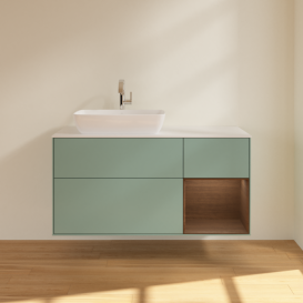 Тумба под раковину Villeroy & Boch Finion 120х50,1 см с подсветкой МДФ оливковый матовый лак/стекло белое матовое F811GNGM