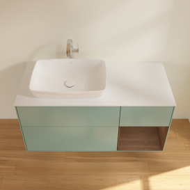 Тумба под раковину Villeroy & Boch Finion 120х50,1 см с подсветкой МДФ оливковый матовый лак/стекло белое матовое F811GNGM