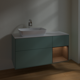 Тумба под раковину Villeroy & Boch Finion 120х50,1 см с подсветкой МДФ оливковый матовый лак/стекло белое матовое F811GNGM