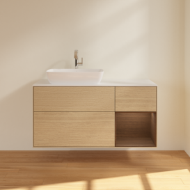 Тумба под раковину Villeroy & Boch Finion 120х50,1 см с подсветкой МДФ шпон дуба/стекло белое матовое F811GNPC