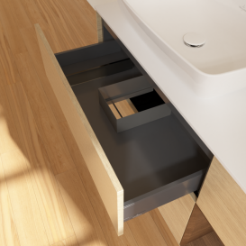 Тумба под раковину Villeroy & Boch Finion 120х50,1 см с подсветкой МДФ шпон дуба/стекло белое матовое F811GNPC