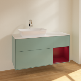 Тумба под раковину Villeroy & Boch Finion 120х50,1 см с подсветкой МДФ оливковый матовый лак/стекло белое матовое F811HBGM