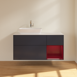 Тумба под раковину Villeroy & Boch Finion 120х50,1 см с подсветкой МДФ темно-синий матовый лак/стекло белое матовое F811HBHG