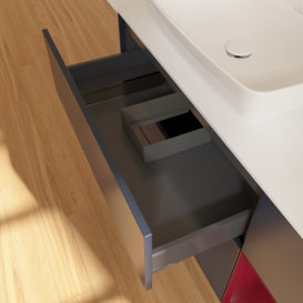 Тумба под раковину Villeroy & Boch Finion 120х50,1 см с подсветкой МДФ темно-синий матовый лак/стекло белое матовое F811HBHG